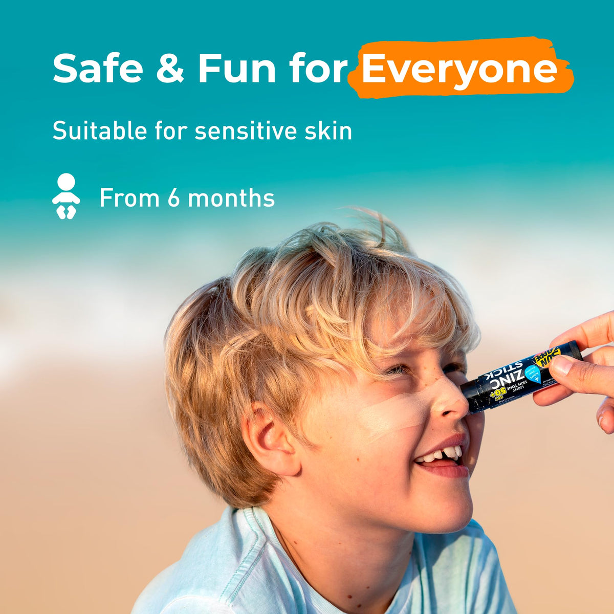 Sun Zapper stick on wet skin demonstrating water-resistant performance