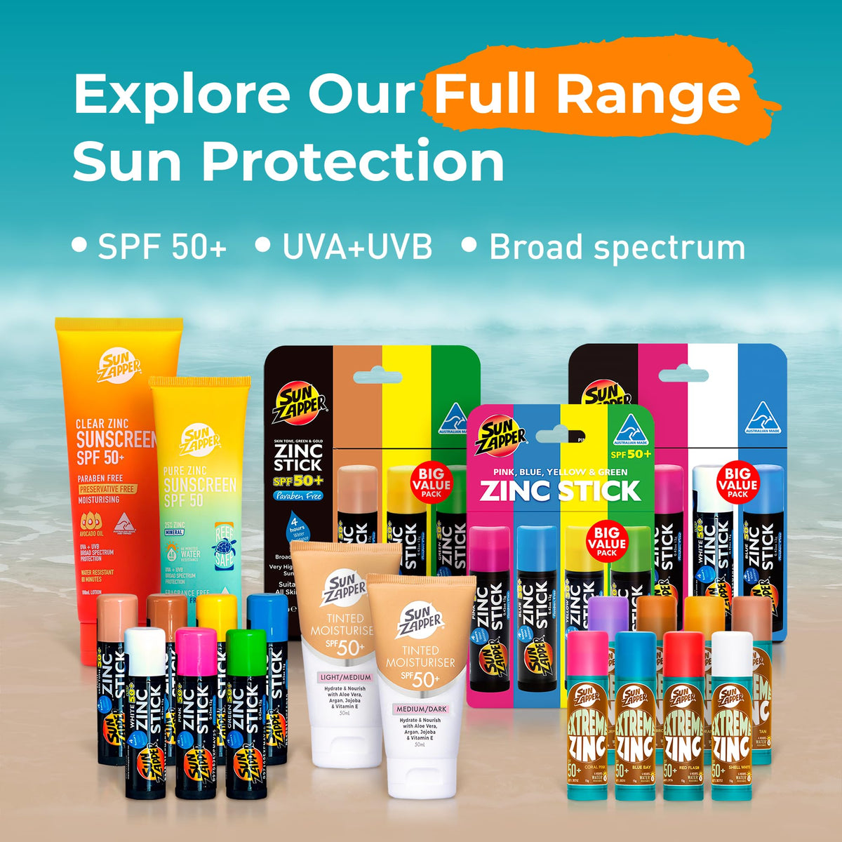 Sun Zapper stick inside a beach bag showing no-mess travel convenience