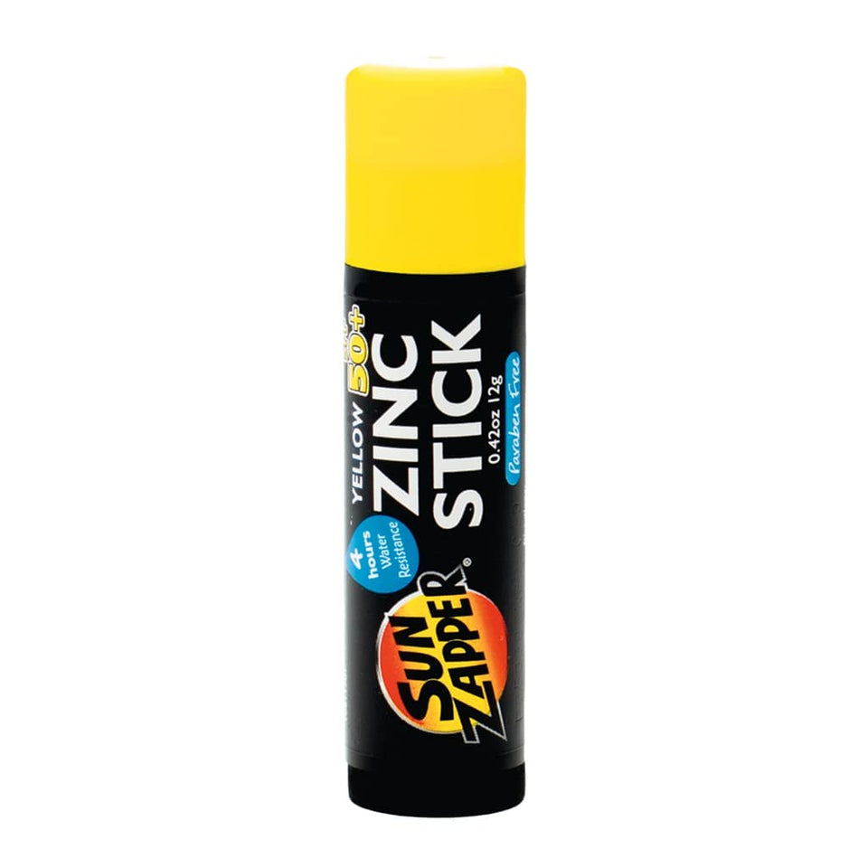 Sun Zapper stick front packaging showing bright yellow mineral protection