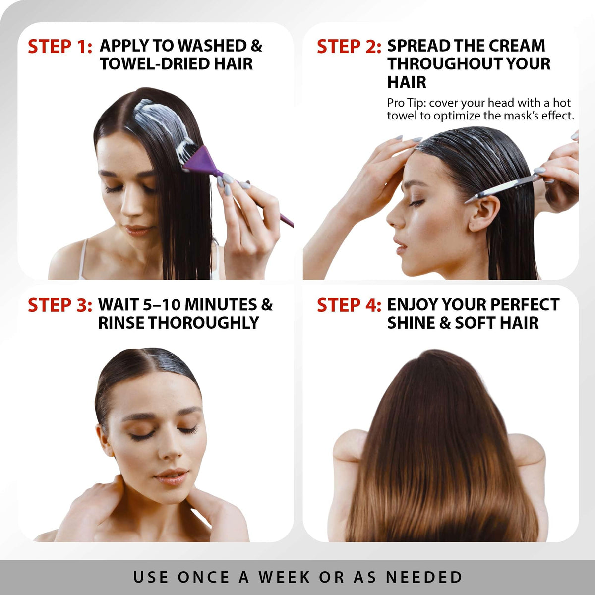 SUNATORIA mask being applied to damp hair for improved manageability