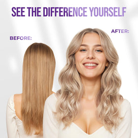 SUNATORIA before and after blonde comparison showing reduced brass and sheen