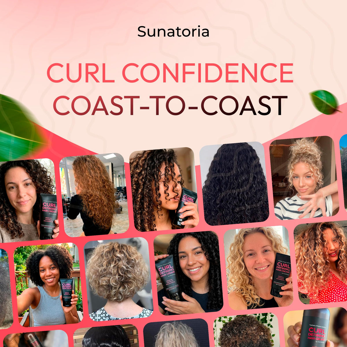 SUNATORIA before and after curls showing reduced frizz and definition