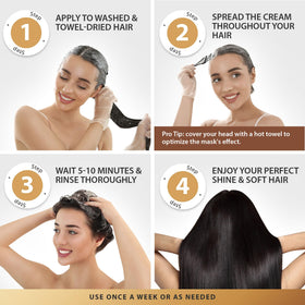 SUNATORIA hair mask in use in shower showing smooth application and coverage