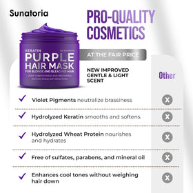 SUNATORIA ingredients label close-up highlighting keratin and conditioning agents