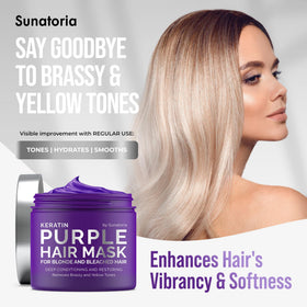SUNATORIA creamy purple mask texture close-up, indicates rich conditioning