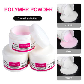 SUNBELEE three base powders closeup highlighting smooth, buildable acrylic formula