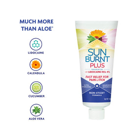 Sunburnt 4 oz jar beside common items to show compact travel benefit