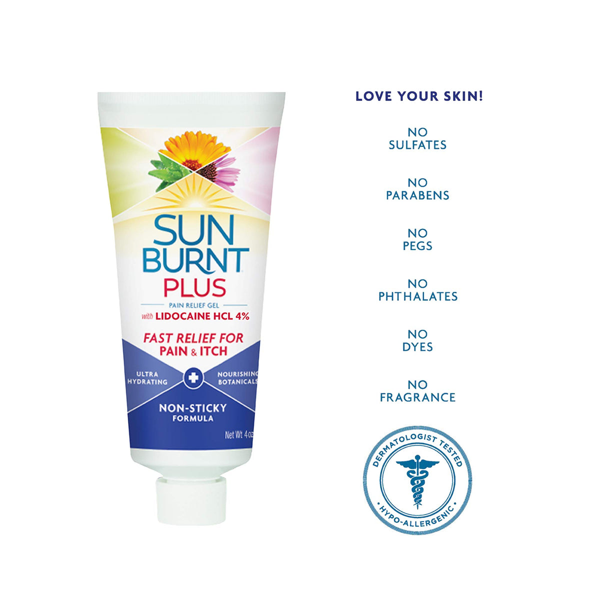 Sunburnt gel being applied to arm to soothe sunburned skin comfort