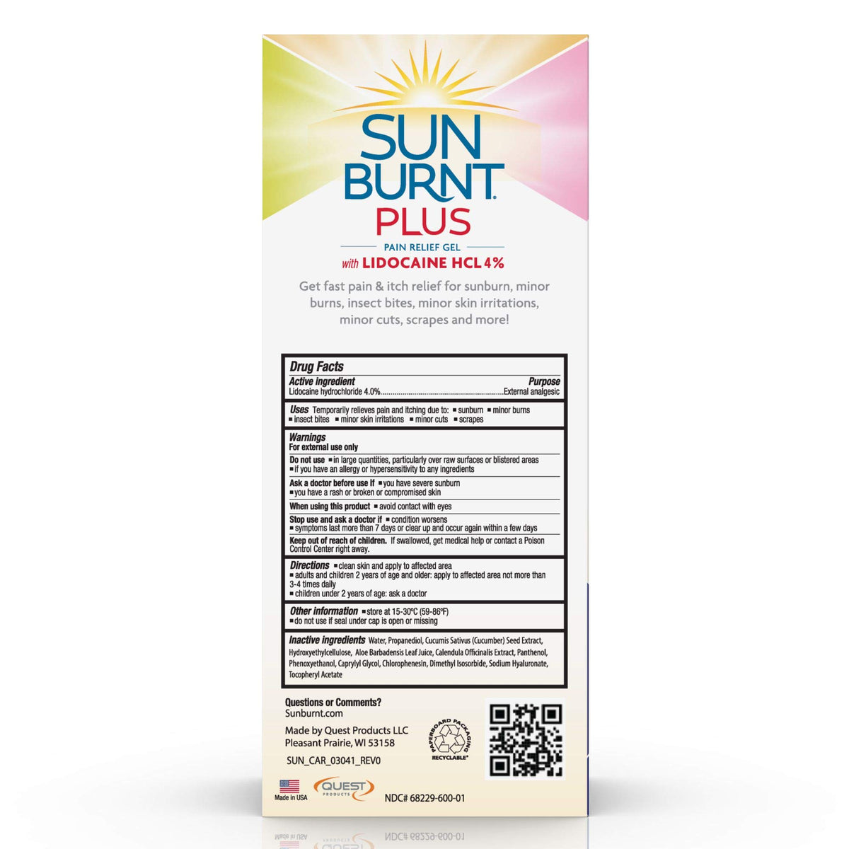 Sunburnt open lid revealing smooth gel texture and fast absorption