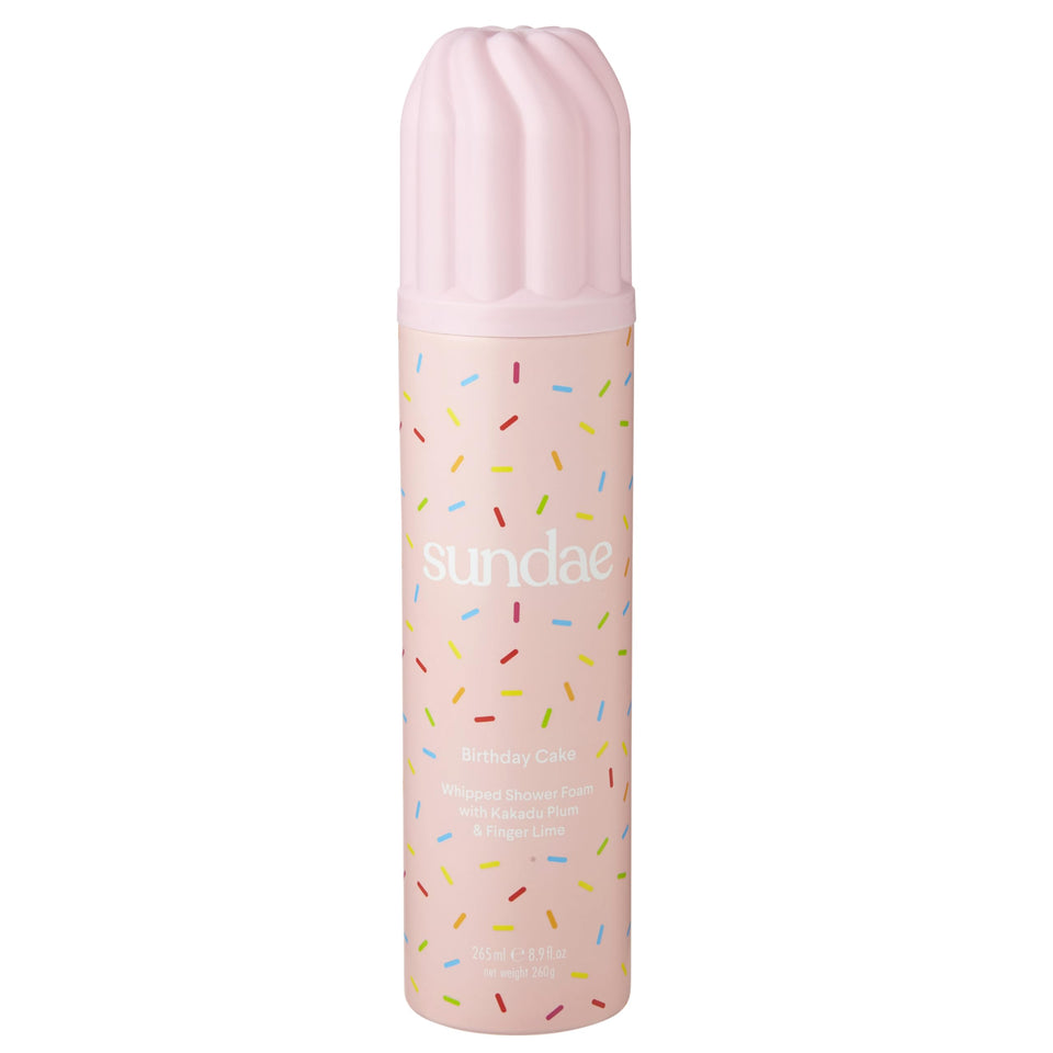 sundae front bottle packaging showing birthday cake scent and benefits
