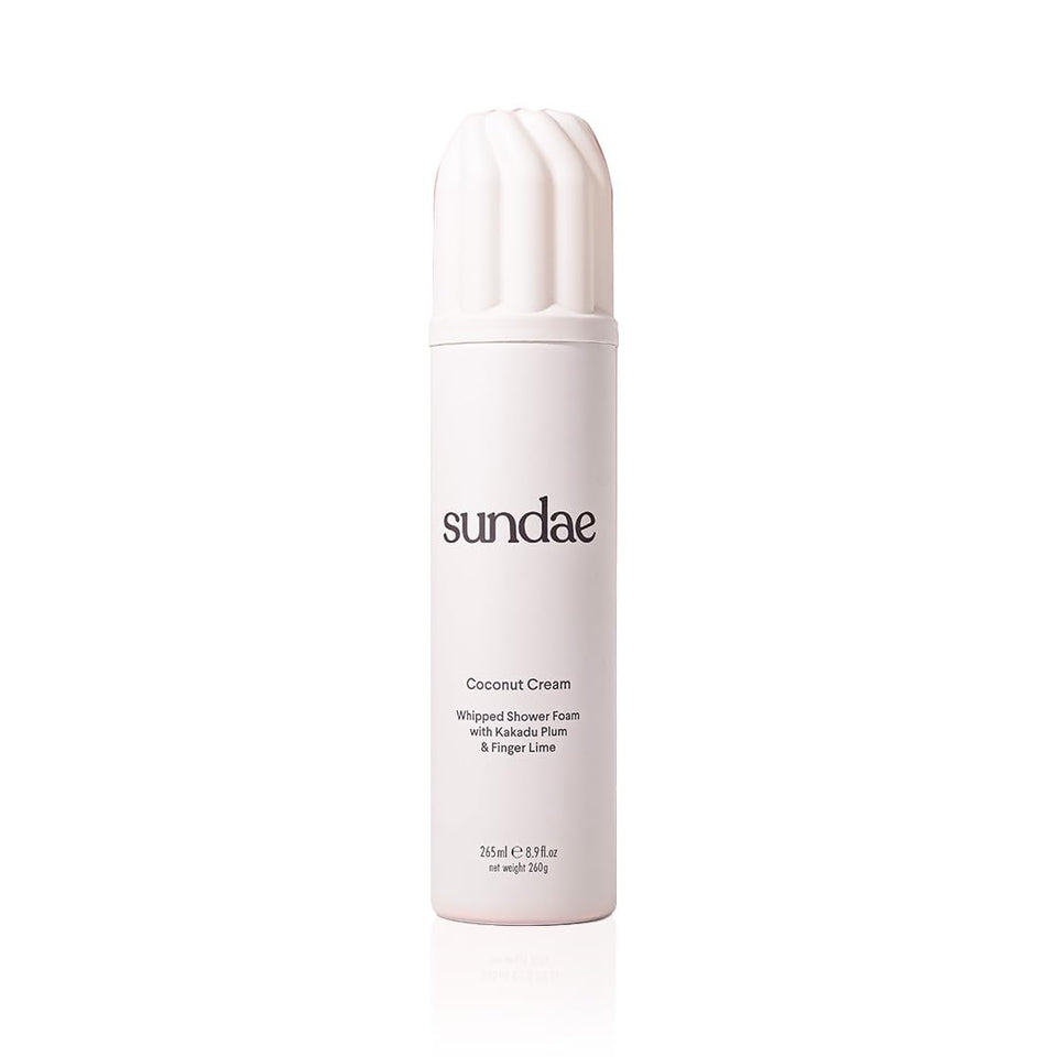 sundae front bottle showing coconut cream scent and clean design for visual appeal