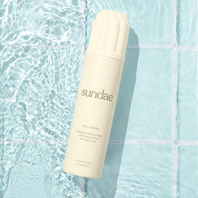sundae foam on hand illustrating gentle cleanse and quick rinse