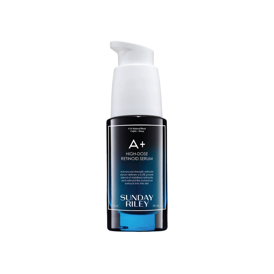 Sunday Riley front packaging showing bottle and label for clear identification and benefit
