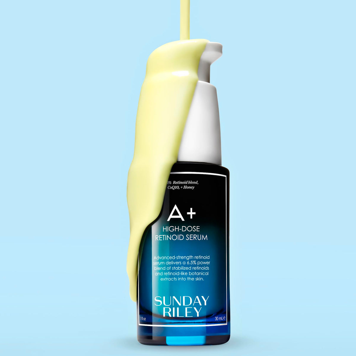 Sunday Riley A+ botanical ingredients display suggesting gentle potency