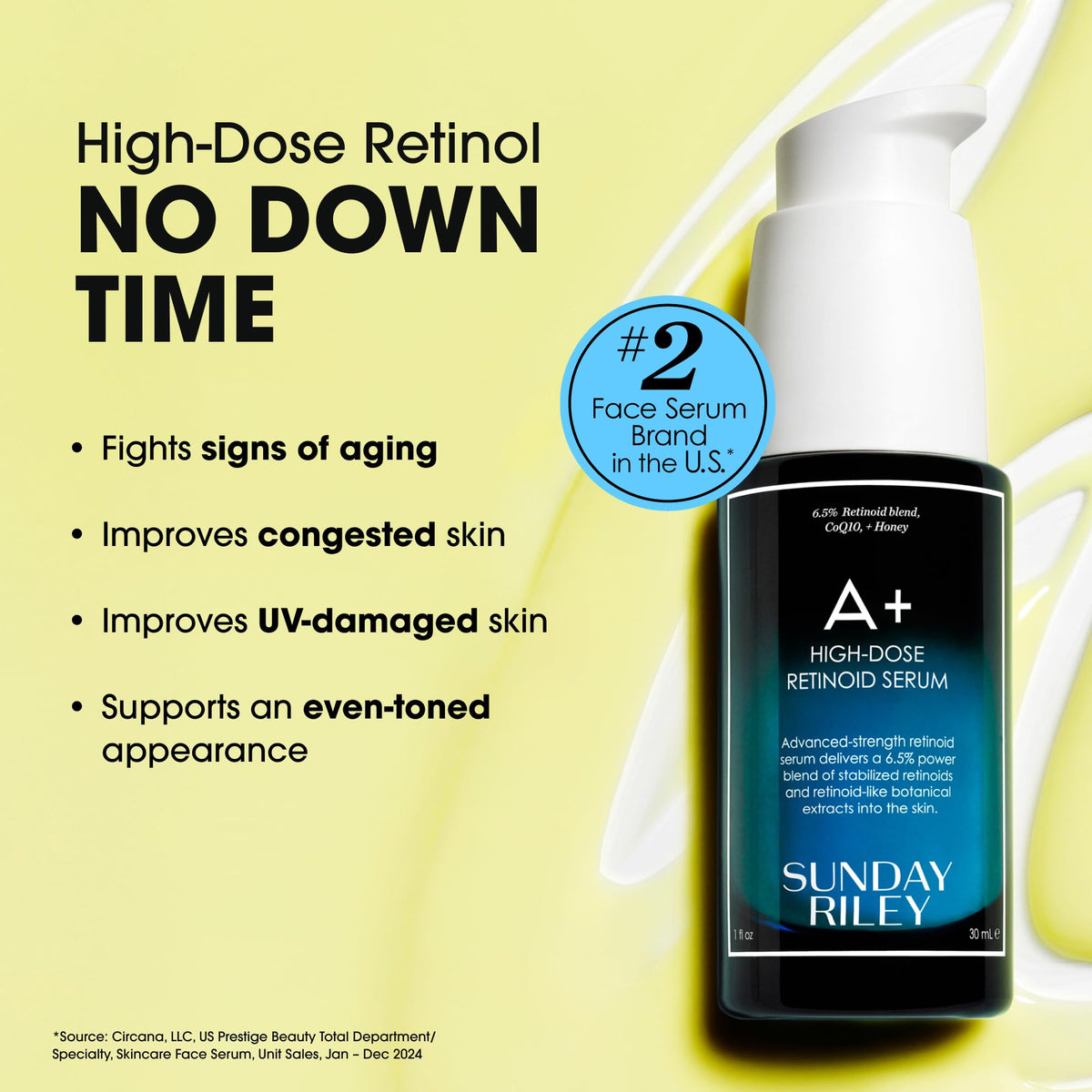 Sunday Riley serum droplet texture demonstrating smooth application for improved texture