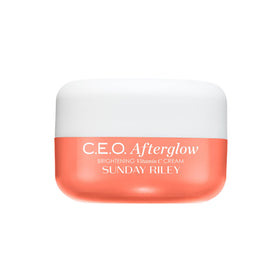 Sunday Riley C.E.O. Afterglow front jar showing sleek packaging and brand clarity