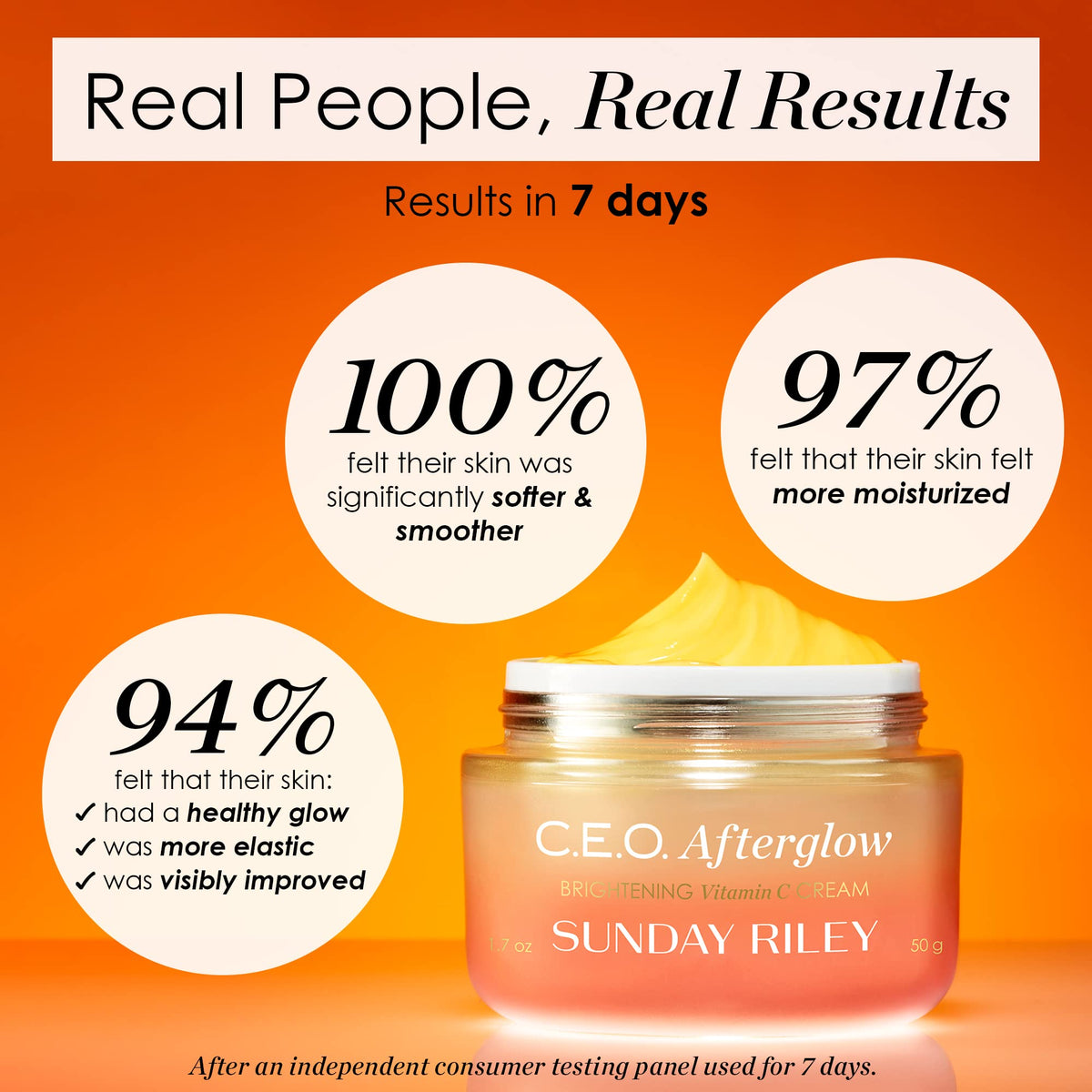 Sunday Riley ingredients label showing vitamin C and antioxidant benefits