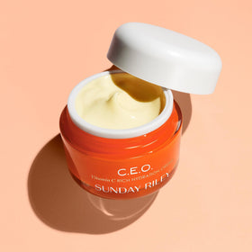 Sunday Riley open jar revealing creamy texture and smooth hydration benefit
