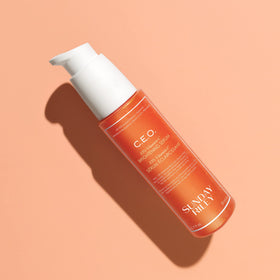Sunday Riley label close-up showing active ingredients and clear product transparency