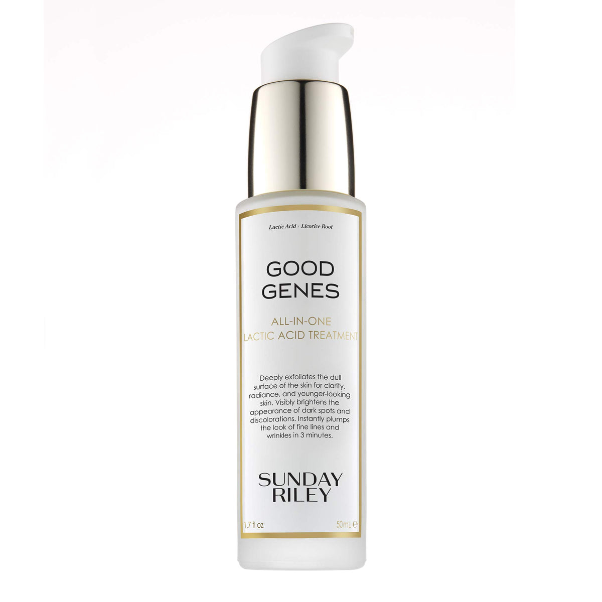Sunday Riley Good Genes front bottle showing sleek packaging and product clarity benefit