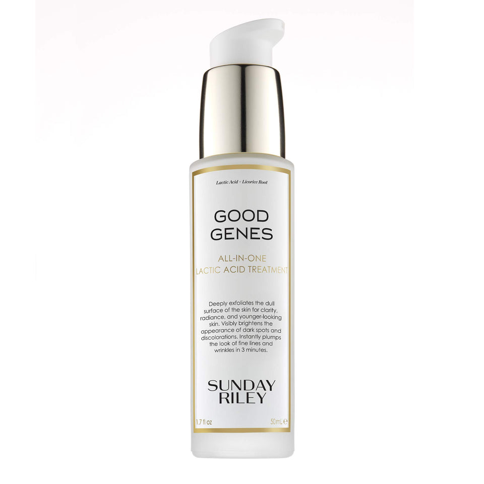 Sunday Riley Good Genes front bottle showing sleek packaging and product clarity benefit