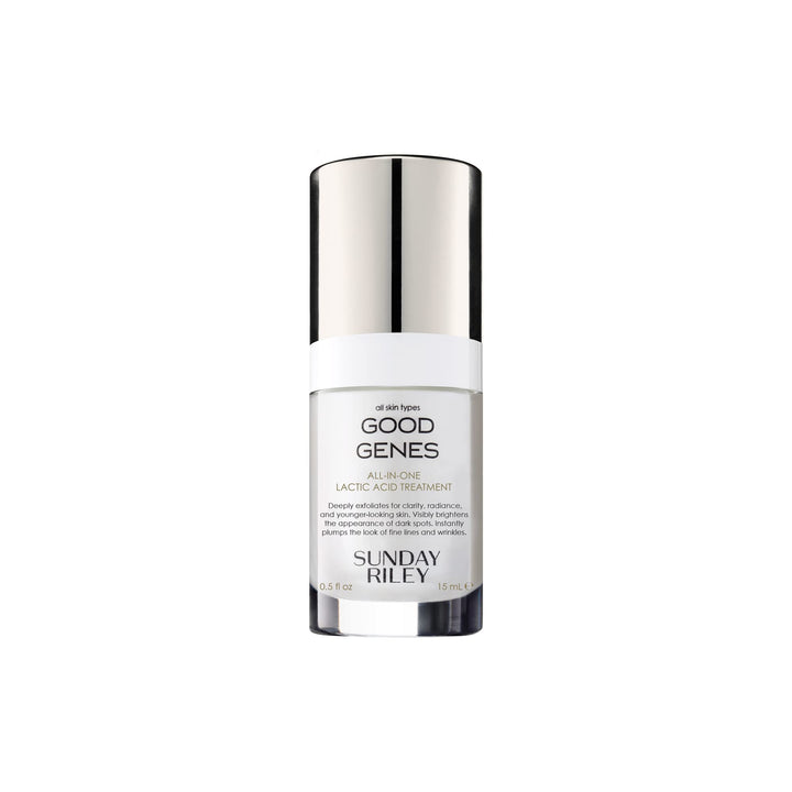 Sunday Riley Good Genes front packaging showing product and benefits