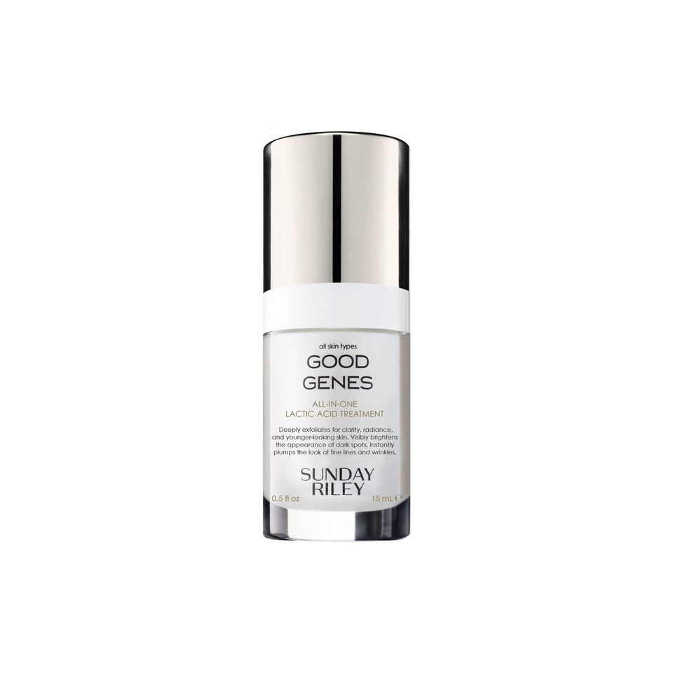 Sunday Riley Good Genes front packaging showing product and benefits
