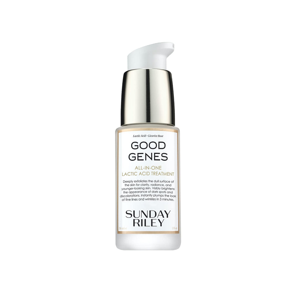 Sunday Riley Good Genes front packaging showing product clarity benefits