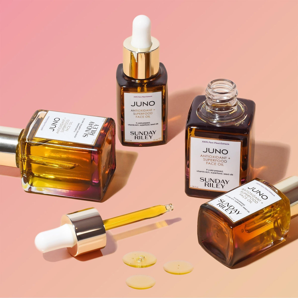 Sunday Riley Juno displayed on bathroom vanity suggesting daily routine and effortlessly radiant skin
