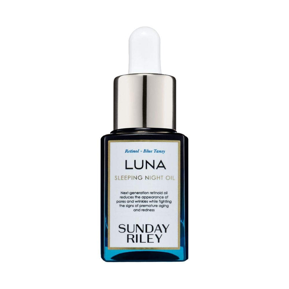 Sunday Riley luna front packaging showing bottle and box for clear product recognition and trust