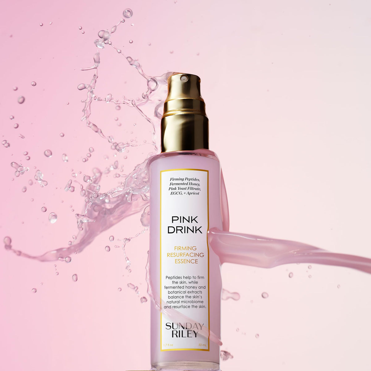Sunday Riley Pink Drink with honey and algae illustrating prebiotic botanicals