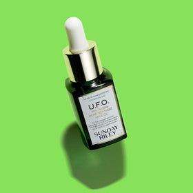 Sunday Riley U.F.O. dropper dispensing oil showing texture and fast absorption benefit