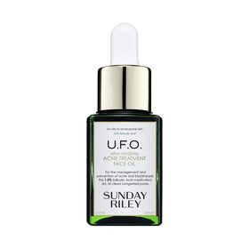 Sunday Riley U.F.O. front packaging showing clear product and quick application benefit