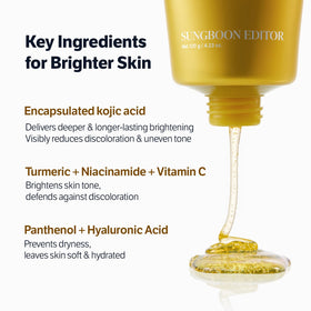 sungboon editor ingredient label highlighting kojic acid and niacinamide benefits