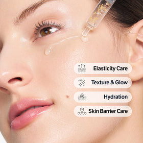 sungboon editor gold silk texture drop closeup showing melt-in formula for smooth skin finish