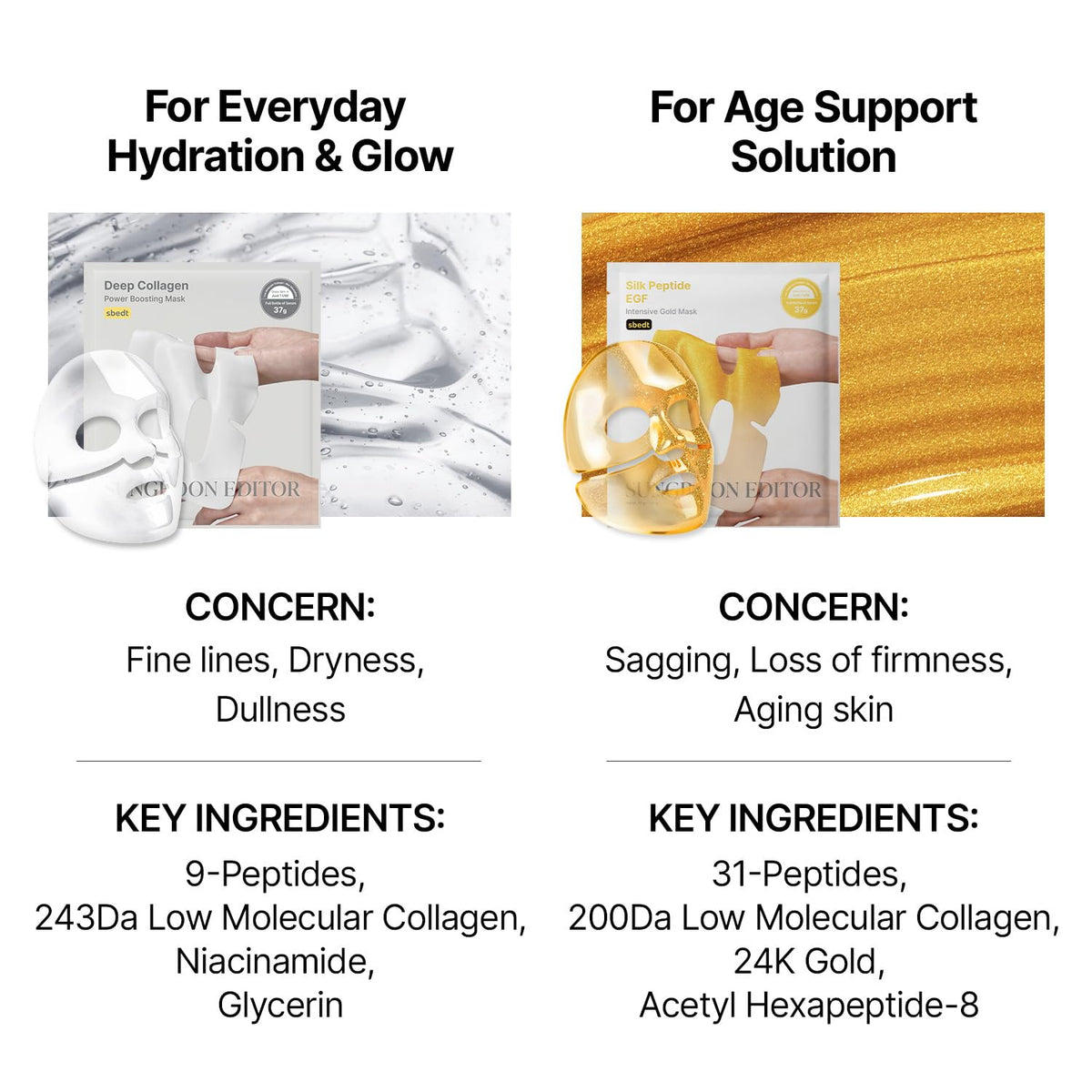 SUNGBOON EDITOR label and claims closeup showing fragrance-free and paraben-free benefits