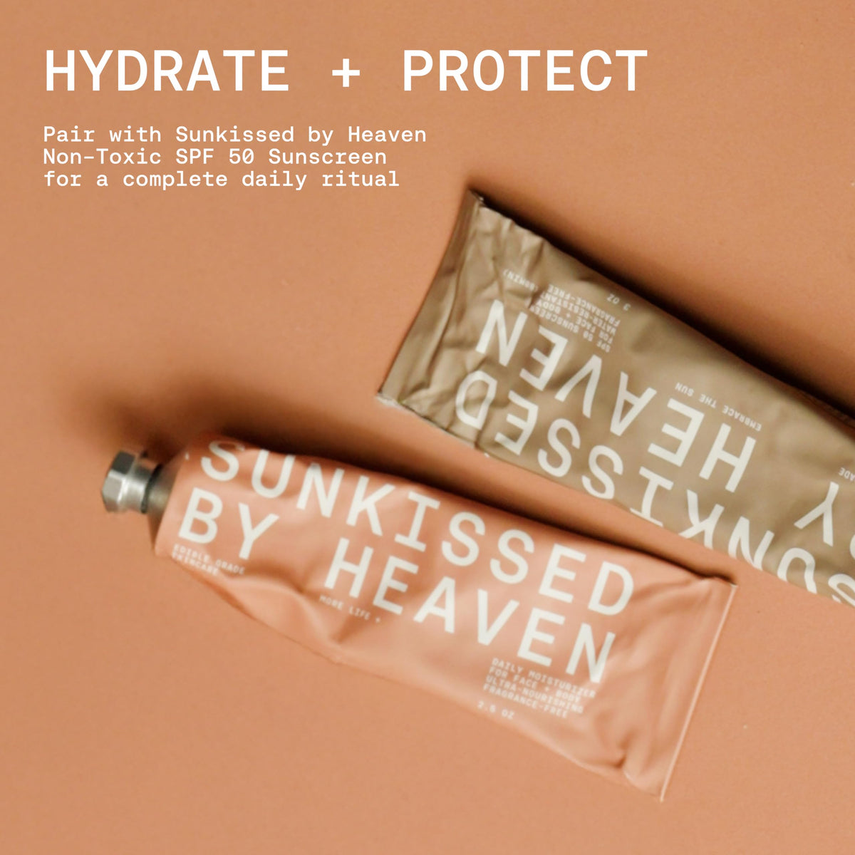 Sunkissed By Heaven ingredient label closeup indicating cosmetic-grade sourcing