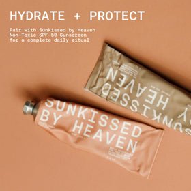 Sunkissed By Heaven ingredient label closeup indicating cosmetic-grade sourcing