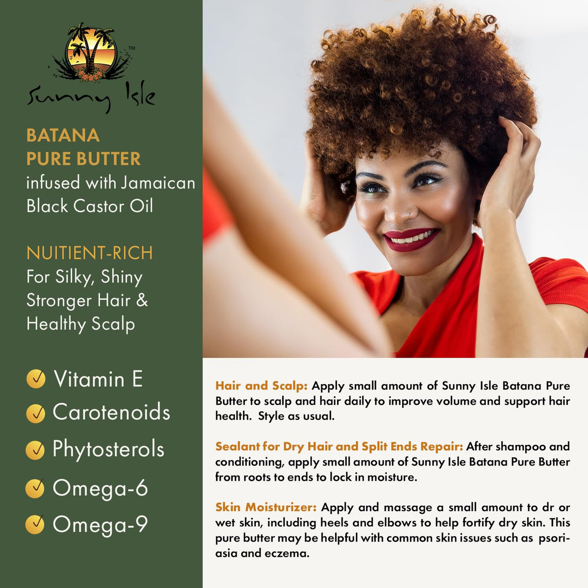Smoothing Sunny Isle butter through hair lengths to reduce frizz and add shine