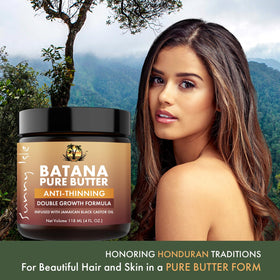 Close-up of Sunny Isle label highlighting natural ingredients and double formula