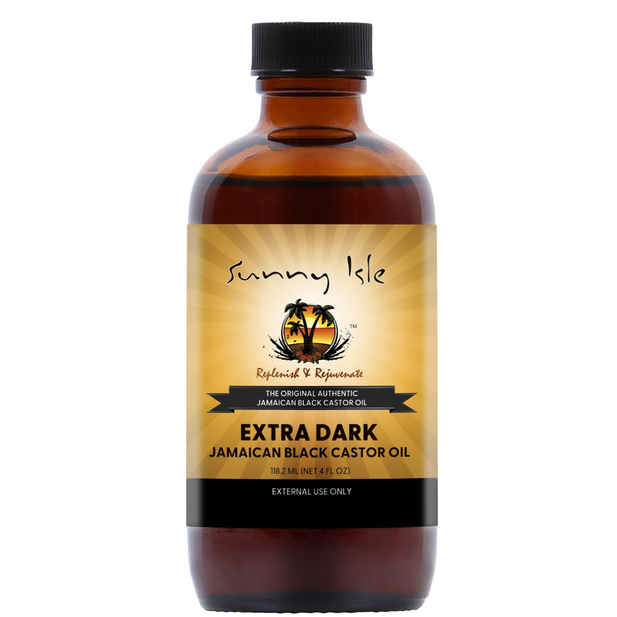 Sunny Isle front packaging showing extra dark JBCO and benefits