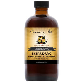 sunny isle front bottle view showing label and rich dark oil benefits