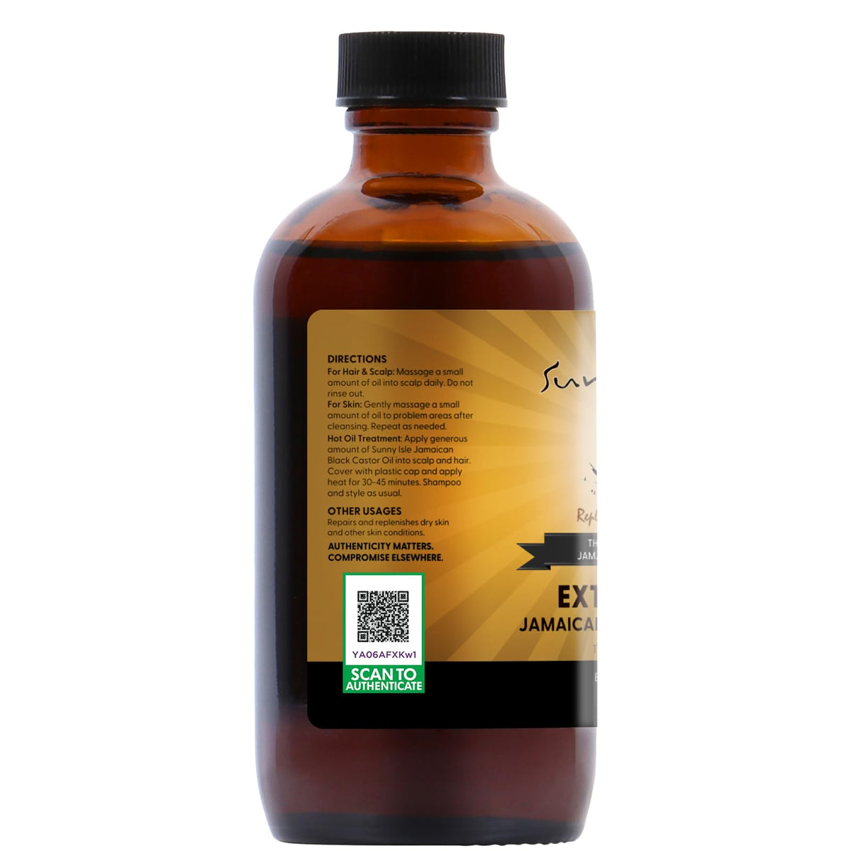 Sunny Isle label detail showing traditional processing and pure ingredients
