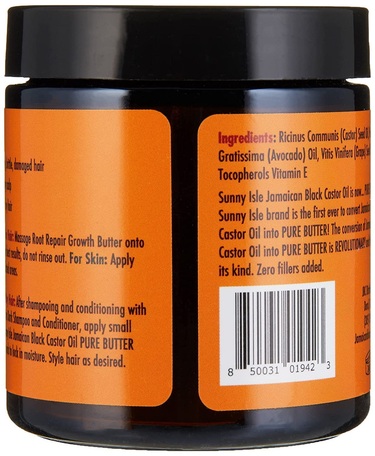 Sunny Isle product label and ingredient list emphasizing purity
