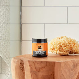Sunny Isle jar on bathroom shelf in natural routine setting