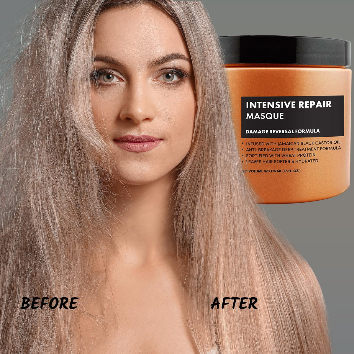 Sunny Isle visible before and after hair improvement for strength benefit