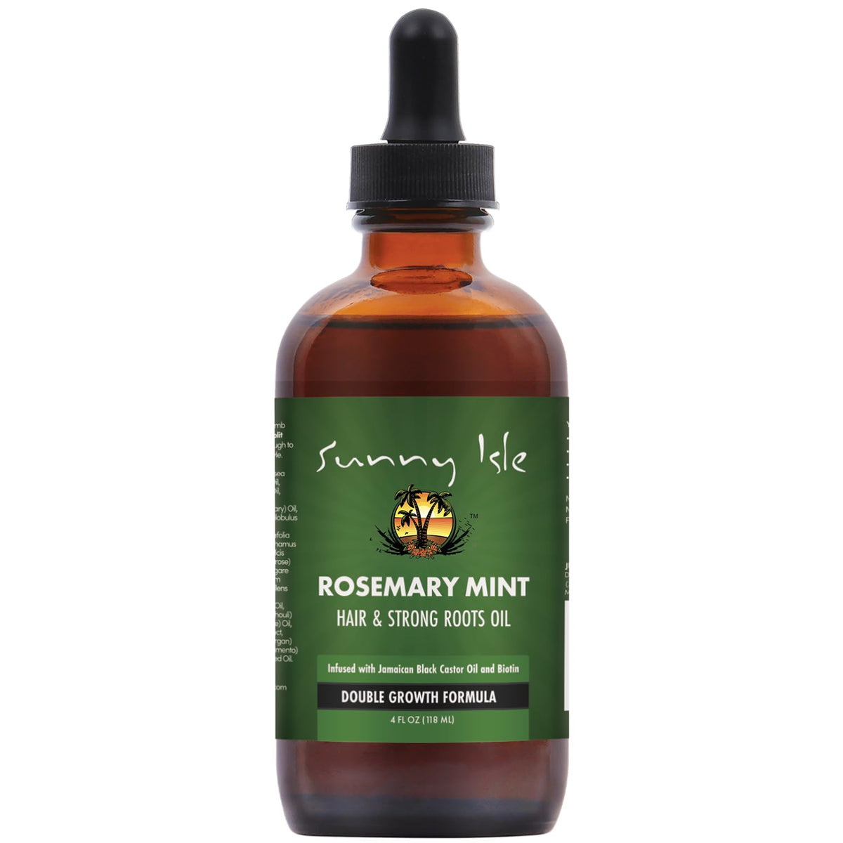 Sunny Isle front bottle showing label and product benefits