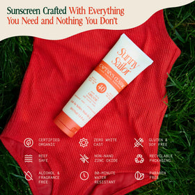 Sunny Sailor being splashed with water to show 80 minute water resistance benefit