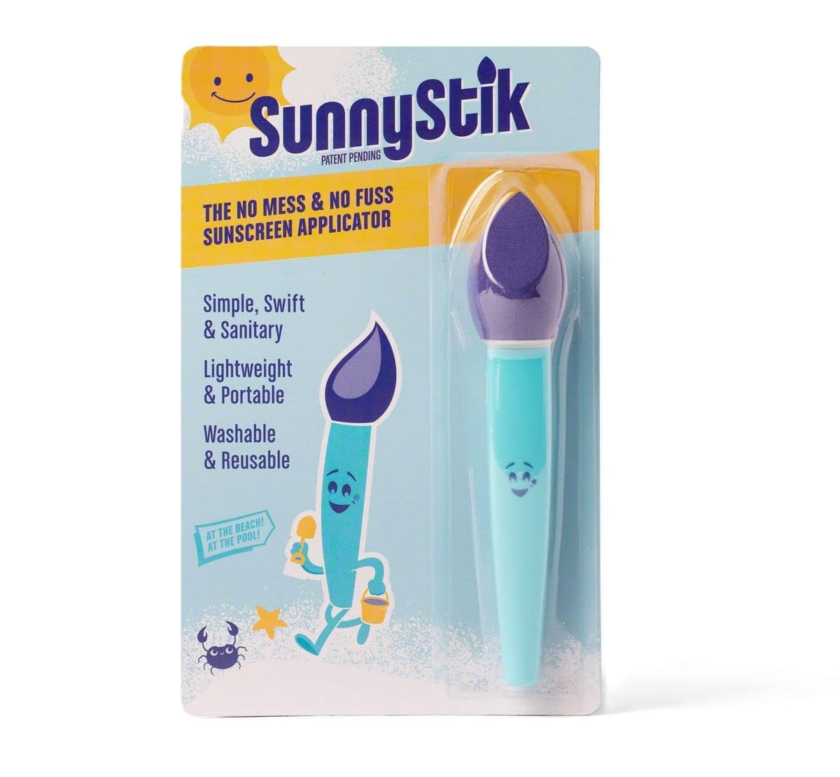 SunnyStik front packaging showing compact applicator and benefits