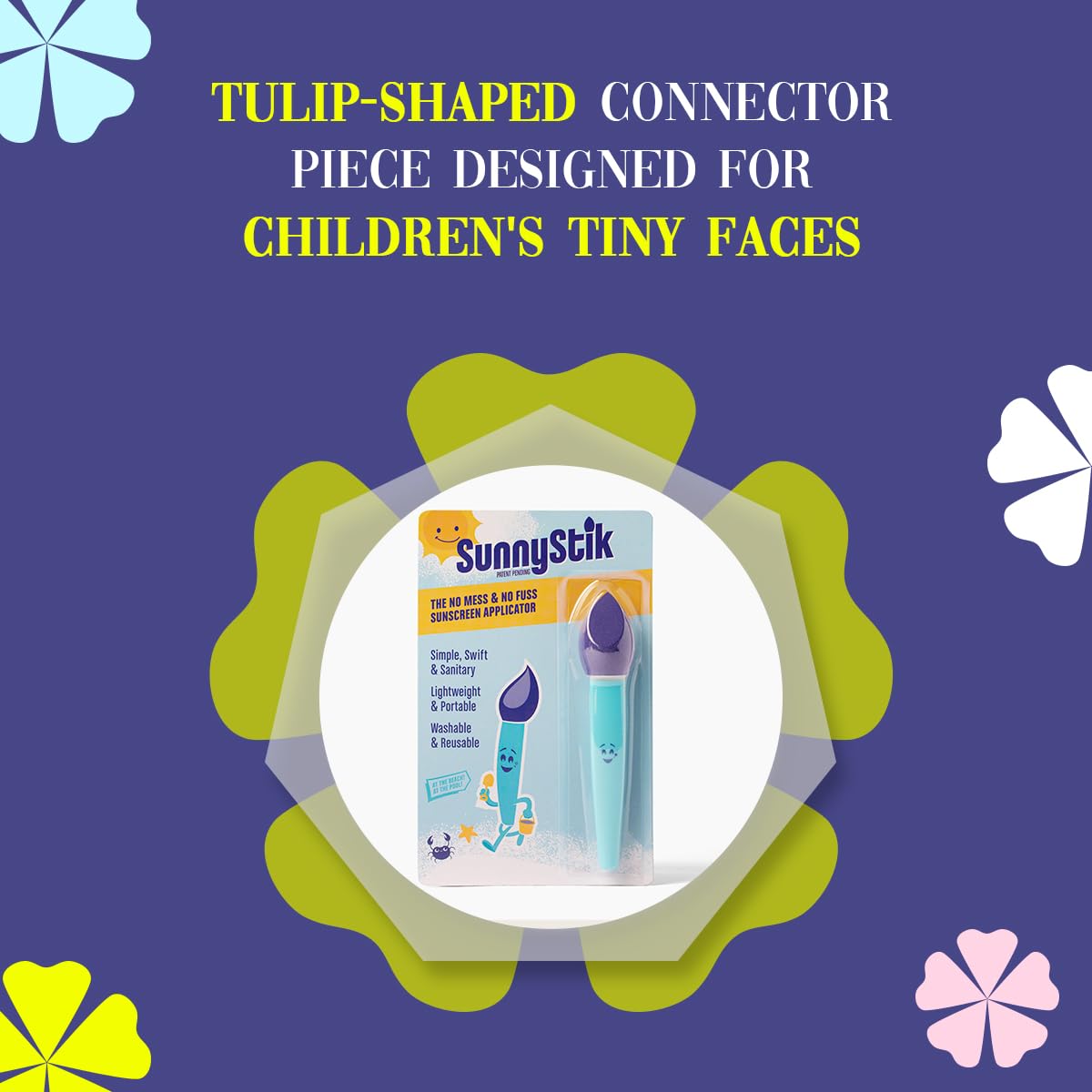 SunnyStik next to sunscreen bottle showing compact travel size